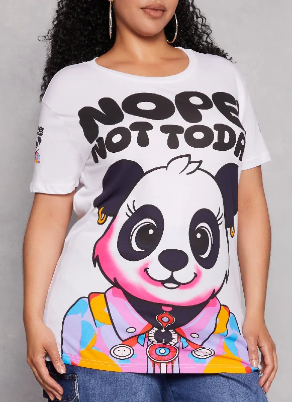 Plus Size Nope Not Today Panda Graphic Tee