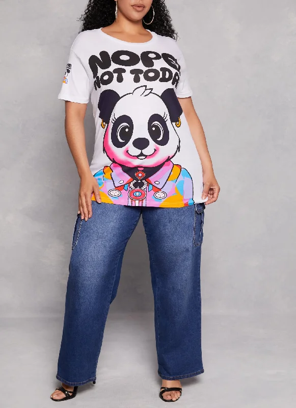 Plus Size Nope Not Today Panda Graphic Tee