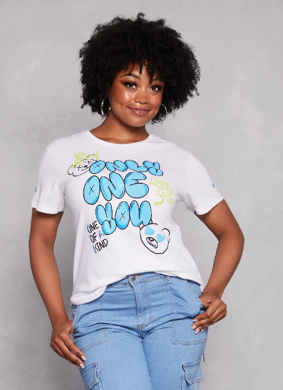 Plus Size Only One You Graffiti Graphic Tee