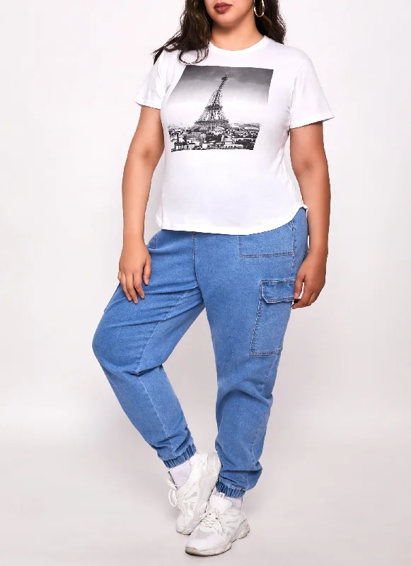 Plus Size Paris Eiffel Tower Graphic Tee