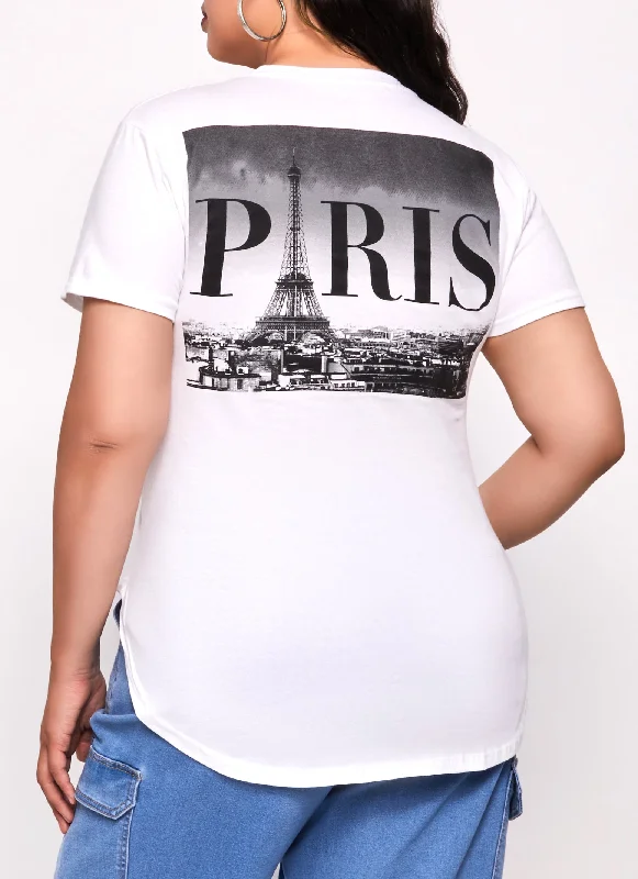 Plus Size Paris Eiffel Tower Graphic Tee