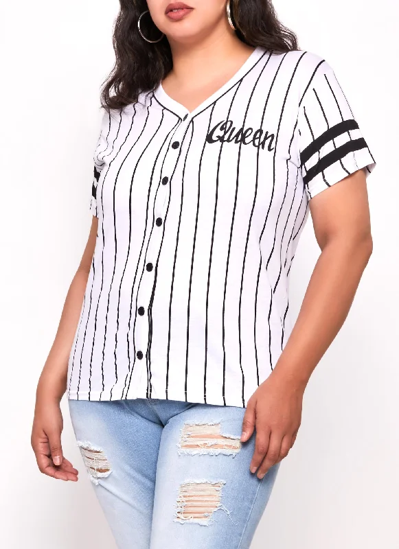 Plus Size Queen 10 Pinstripe Baseball Top