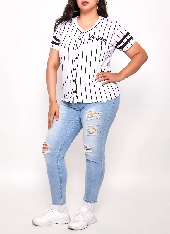 Plus Size Queen 10 Pinstripe Baseball Top