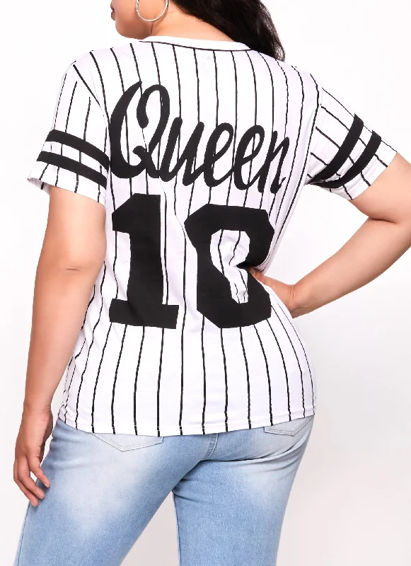 Plus Size Queen 10 Pinstripe Baseball Top