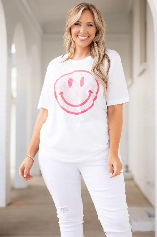 Worry Less Smile More Tee, White