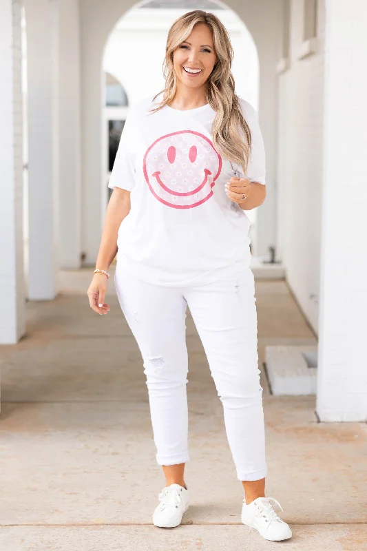 Worry Less Smile More Tee, White