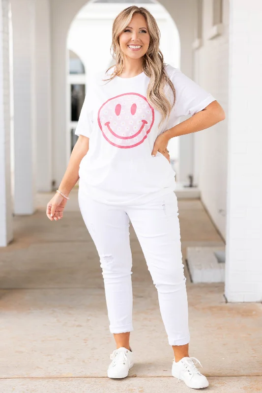 Worry Less Smile More Tee, White