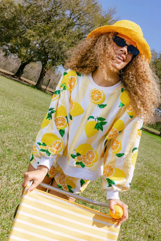 Yellow & White Stripe Lemon Sweatshirt