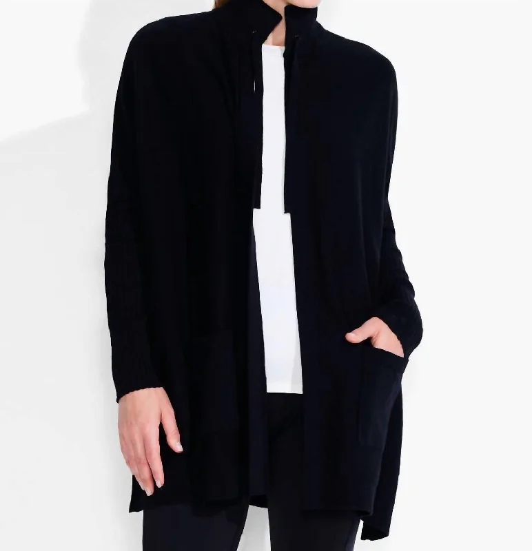 Cool Down Pocket Cardigan In Black Onyx