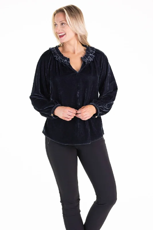 Eden Blouse in Slate Velvet