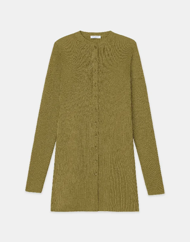 Finespun Voile Ribbed Long Cardigan