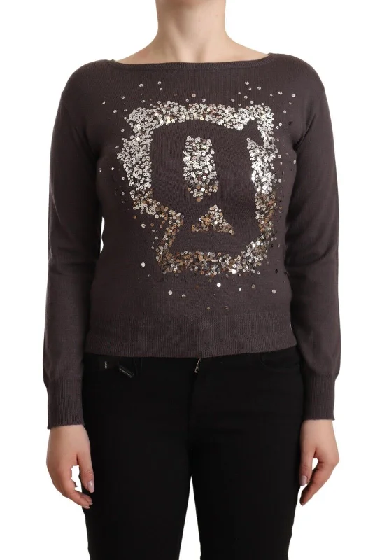 John Galliano  Wool Sequined Long Sleeves Pullover Women's Sweater