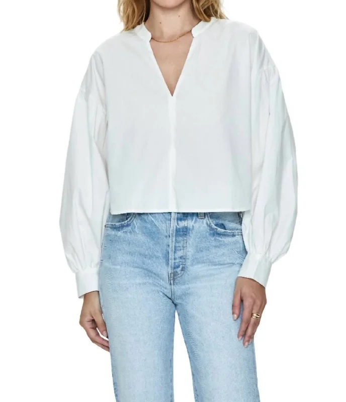 Lou Puff Sleeve Shirt In Le Blanc