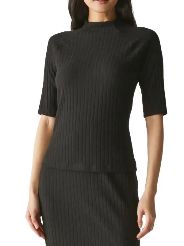 Nadine Luxe Jasper Elbow Mock Neck In Black