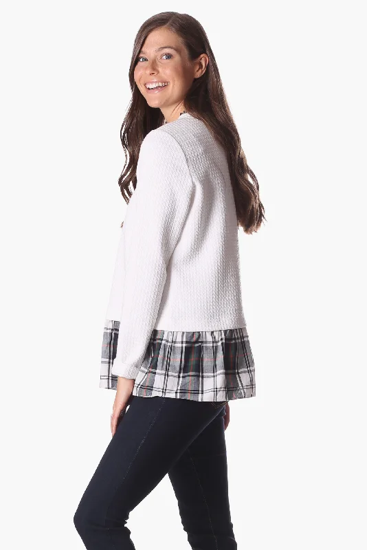 Nina Top in White Star with Plaid