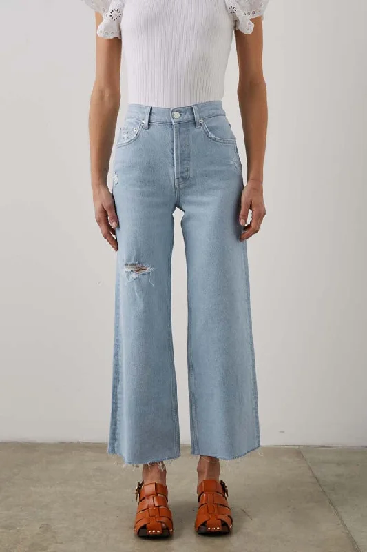 Rails Getty Cropped Wide Leg Jeans - Oceanview Distress