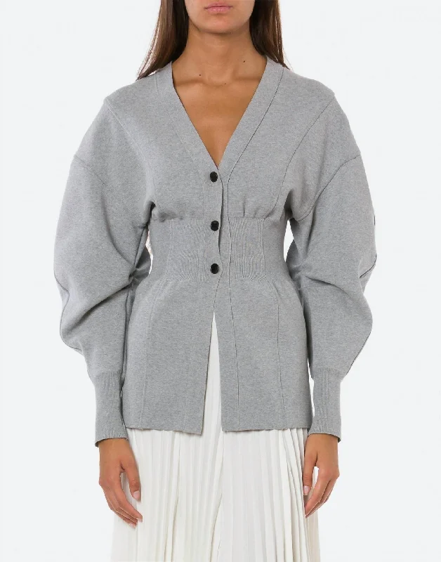 Stretch Viscose Cardigan In Grey