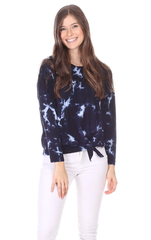 Tabitha Tie Top in Navy Tie Dye