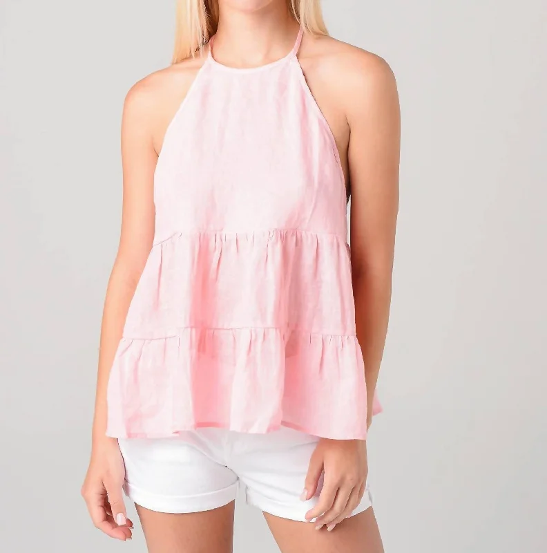 Tiered Halter Top In Apricot Blush