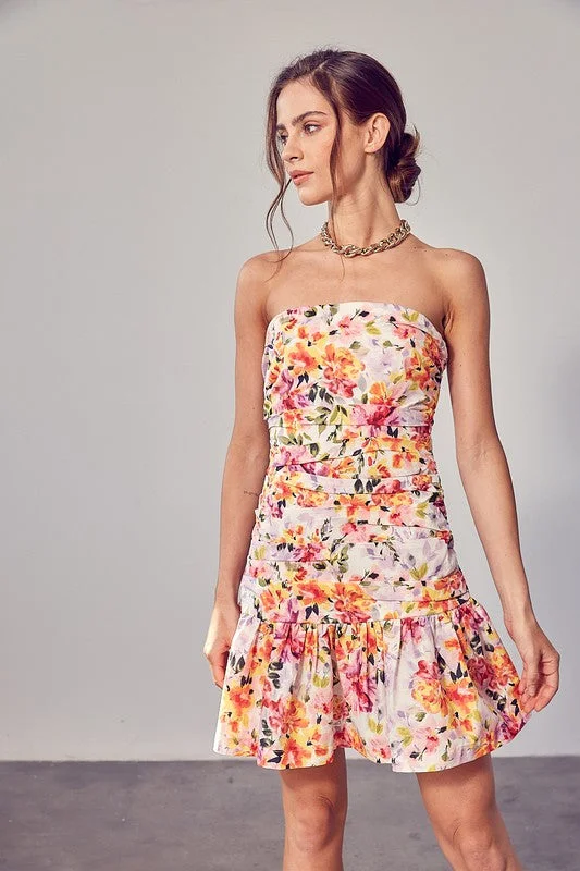 TUBE FLOWER PRINT DRESS