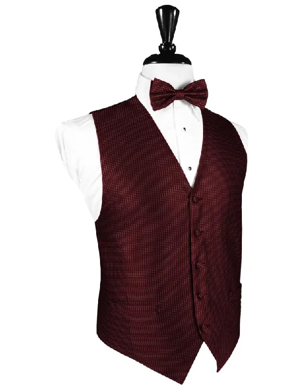 Wine Silk Weave Tuxedo Vest