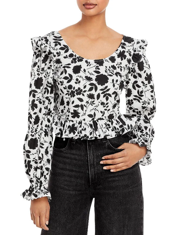 Womens Cotton Floral Print Cropped