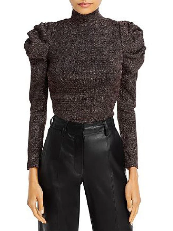 Womens Mock Neck Textured Pullover Top