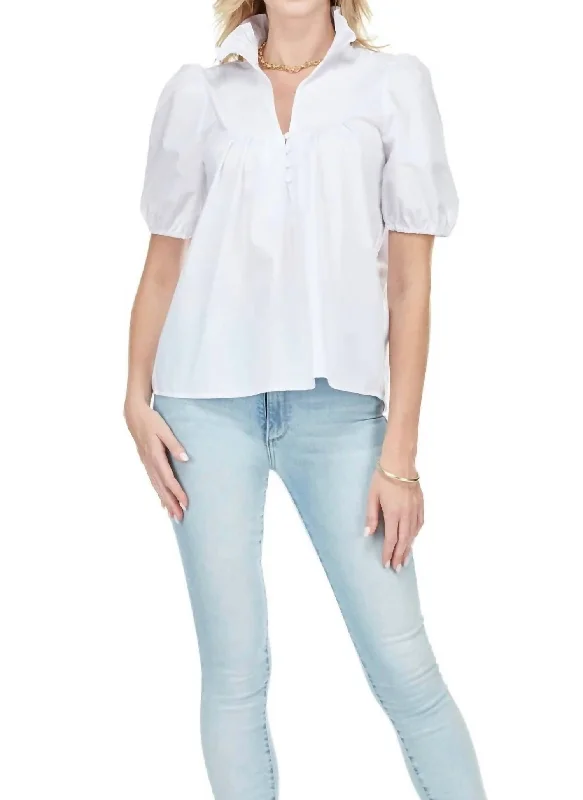 Yoke Button Top In Wht